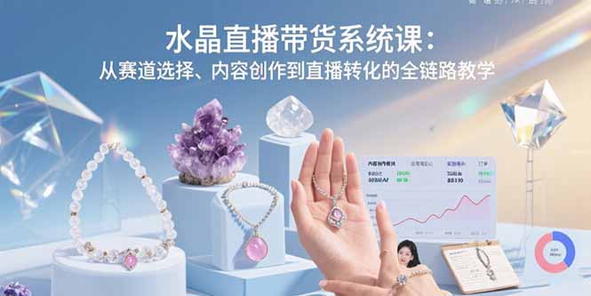 水晶直播带货系统课：从赛道选择、内容创作到直播转化的全链路教学-云推网创项目库