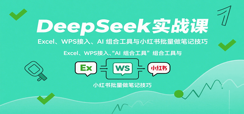 DeepSeek实战课：Excel、WPS接入、AI 组合工具与小红书批量做笔记技巧-云推网创项目库