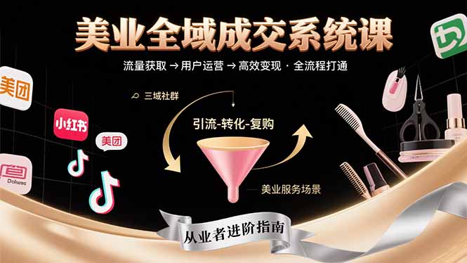美业全域成交系统课程：帮助美业从业者打通从流量获取到高效变现全流程-云推网创项目库