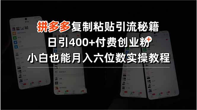 拼多多复制粘贴引流秘籍，日引400+付费创业粉，小白也能月入六位数实操…-云推网创项目库