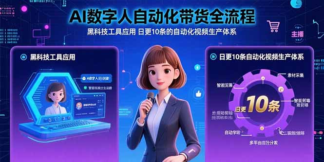 AI数字人自动化带货全流程：黑科技工具应用 日更10条的自动化视频生产体系-云推网创项目库
