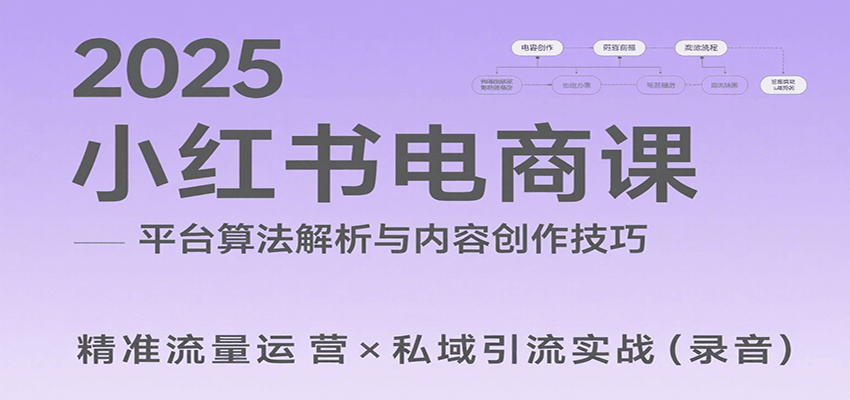 2025小红书电商课：解析算法，创作高转化内容，助力卖家获取流量实现变现(录音)-云推网创项目库