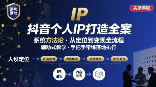 抖音个人IP系统落地实操大课，实操课程，辅助落地-云推网创项目库