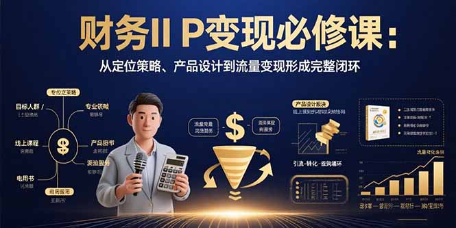 财务IP变现必修课：从定位策略、产品设计到流量变现形成完整闭环-云推网创项目库