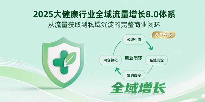 2025大健康行业全域流量增长8.0体系，从流量获取到私域沉淀的完整商业闭环-云推网创项目库