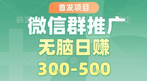 首发项目，微信群推广，一天15单，每单利润10米，无脑日入3-5张【揭秘】-云推网创项目库