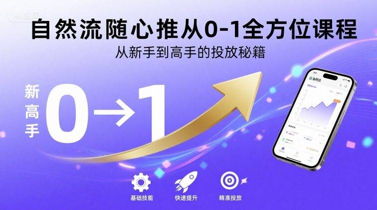 自然流随心推从0-1全方位课程，从新手到高手的投放秘籍-云推网创项目库