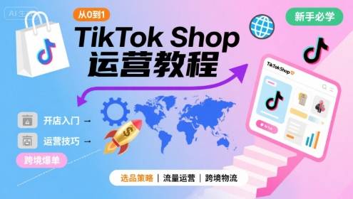 TikTok Shop从0到1运营教程，TikTok跨境电商新手必学课程-云推网创项目库