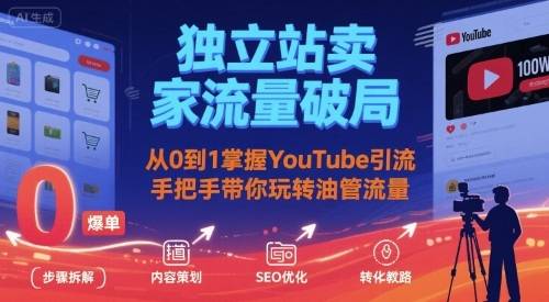 独立站卖家流量破局：从0到1掌握YouTube引流，手把手带你玩转油管流量-云推网创项目库