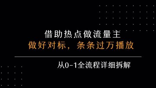 借力热点，乘顺风车玩流量主，条条过万播放， 每月收益5k+，从0-1全流程详细拆解-云推网创项目库