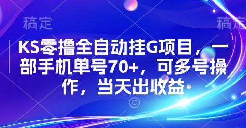 KS零撸全自动挂G项目，一部手机单号70+，可多号操作，当天出收益【揭秘】-云推网创项目库