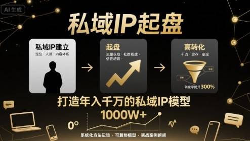 私域IP起盘，私域ip建立、起盘、高转化，打造年入千万的私域ip模型-云推网创项目库