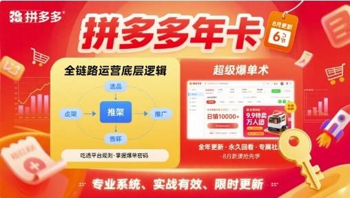 拼多多年卡【8月更新6节】拼多多全链路运营底层逻辑，超级爆单术-云推网创项目库