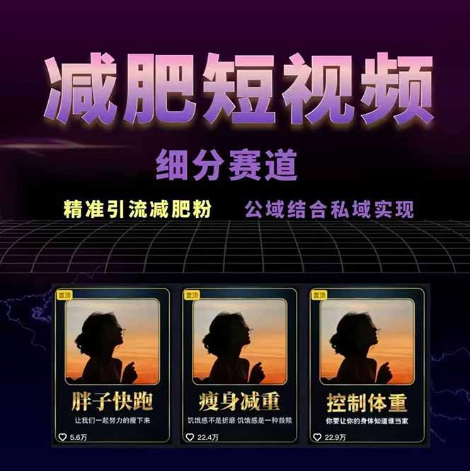 图片[1]-减肥短视频赛道运营课：素材准备-视频制作-引流变现全流程 (附素材-云推网创项目库