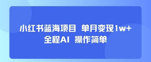 小红书蓝海项目 单月变现1w+ 全程AI 操作简单-云推网创项目库