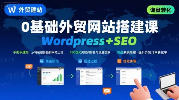 WordPress外贸建站+SEO优化课程，手把手教你从0到1搭建可获得询盘的外贸网站-云推网创项目库