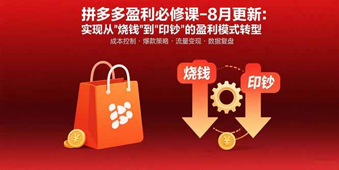 拼多多盈利必修课-8月更新：突破运营瓶颈 实现从烧钱到印钞的盈利模式转型-云推网创项目库