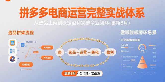 拼多多电商运营完整实战体系，从选品上架到稳定盈利完整商业闭环(更新8月-云推网创项目库