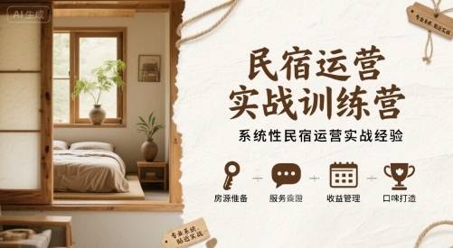 民宿运营实战训练营，系统性民宿运营实战经验-云推网创项目库