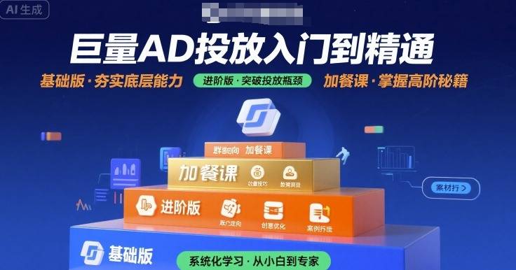 巨量AD投放入门到精通，基础版+进阶版+加餐课-云推网创项目库
