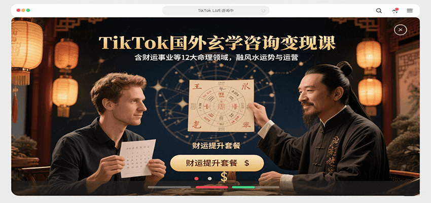 TikTok国外玄学咨询变现课，含财运事业等12大命理领域，融风水运势与运营-云推网创项目库