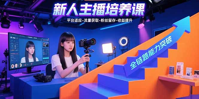 新人主播培养课：平台适应-流量获取-粉丝留存-收益提升 全链路能力突破-云推网创项目库