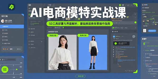 AI电商模特实战课，SD工具部署与界面解析，基础换装换背景操作指南-云推网创项目库