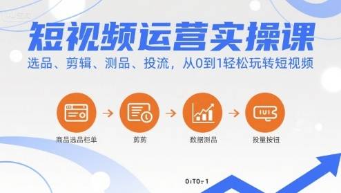 短视频运营实操课，选品、剪辑、测品、投流，从0到1轻松玩转短视频-云推网创项目库