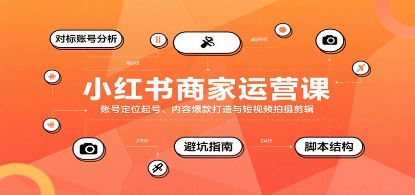 小红书商家运营课，账号定位起号、内容爆款打造与短视频拍摄剪辑-云推网创项目库