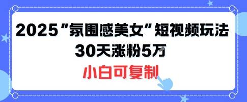 不露脸也能火！2025“氛围感美女”短视频玩法，30天涨粉5W小白可复制-云推网创项目库
