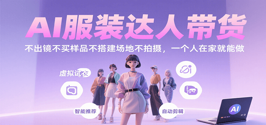 AI服装达人带货，不出镜不买样品不搭建场地不拍摄，一个人在家就能做-云推网创项目库