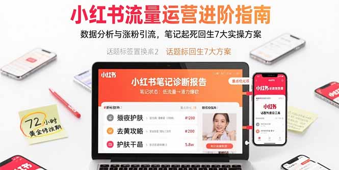 小红书流量运营进阶指南，数据分析与涨粉引流，笔记起死回生7大实操方案-云推网创项目库