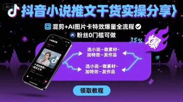 抖音小说推文干货实操分享，混剪+AI图片卡特效爆量全流程，0粉丝0门槛可做-云推网创项目库