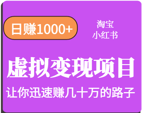 淘宝OR小红书虚拟变现，日赚1000+，多账号操作年收入几十W不等-云推网创项目库