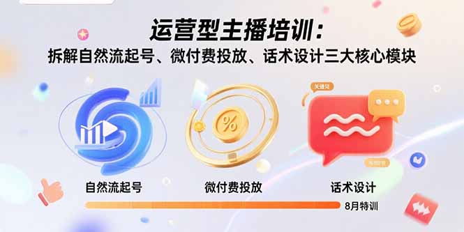 运营型主播培训：拆解自然流起号、微付费投放、话术设计三大核心模块-8月-云推网创项目库