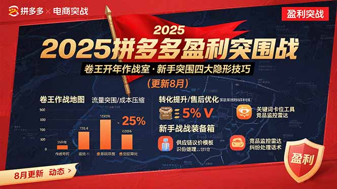 2025拼多多盈利突围战：卷王开年作战室，新手突围四大隐形技巧(更新8月-云推网创项目库
