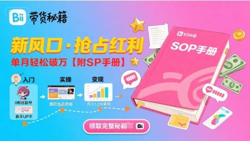 B站哔哩哔哩带货秘籍，新风口，抢占红利，单月轻松破万【附SOP手册】-云推网创项目库