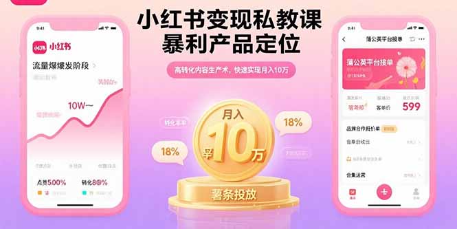 小红书变现私教课，暴利产品定位，高转化内容生产术，快速实现月入10万-云推网创项目库