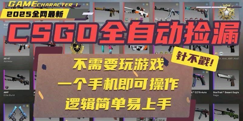 CSGO自动捡漏项目，最新玩法，不用挂机不用玩游戏，一个手机即可操作。…-云推网创项目库