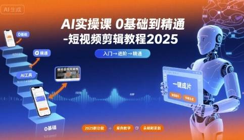 AI实操课0基础到精通-短视频剪辑教程2025-云推网创项目库