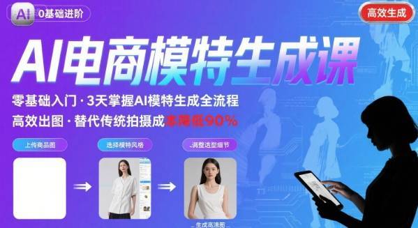 AI模特进阶课程，0基础高效生成逼真电商模特图-云推网创项目库