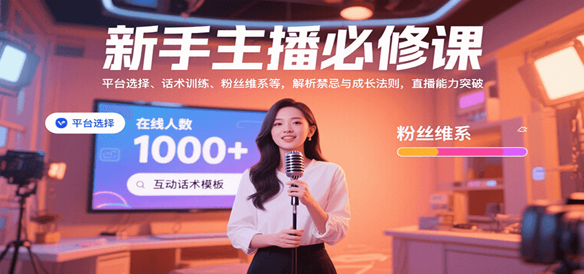新手主播必修课：平台选择、话术训练、粉丝维系等，解析禁忌与成长法则，突破直播能力-云推网创项目库