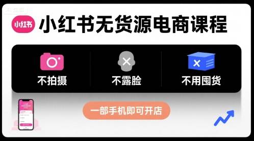 小红书无货源电商课程，不拍摄不露脸不用囤货，一部手机即可开店-云推网创项目库