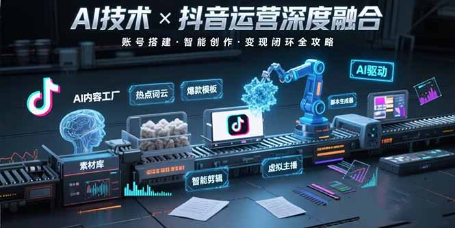 AI技术与抖音运营的深度融合应用：涵盖账号搭建、内容创作、收益变现等-云推网创项目库