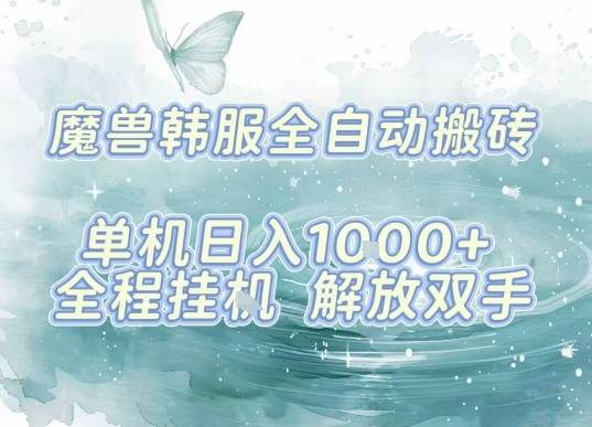 最新韩服游戏搬砖，单机日入1k+，全自动运行挂G项目，解放双手【揭秘】-云推网创项目库