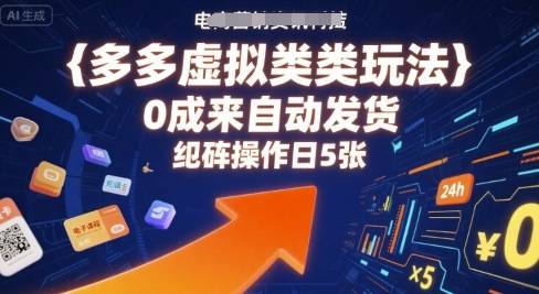 多多虚拟类目玩法，0成本全自动发货，矩阵操作日5张-云推网创项目库