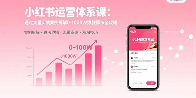 小红书运营体系课：通过大量实战案例拆解0-1000W爆款算法全攻略-云推网创项目库