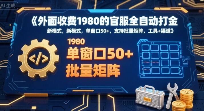 外面收费1980的官服全自动打金，新模式，单窗口50+，支持批量矩阵，工具+渠道【揭秘】-云推网创项目库