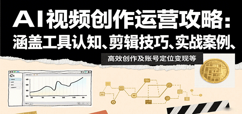 AI视频创作运营攻略：涵盖工具认知、剪辑技巧、实战案例、高效创作及账号定位变现等-云推网创项目库