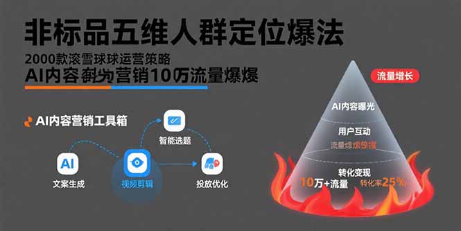 非标品五维人群定位法，2000款滚雪球运营策略，AI内容营销10万流量引爆-云推网创项目库